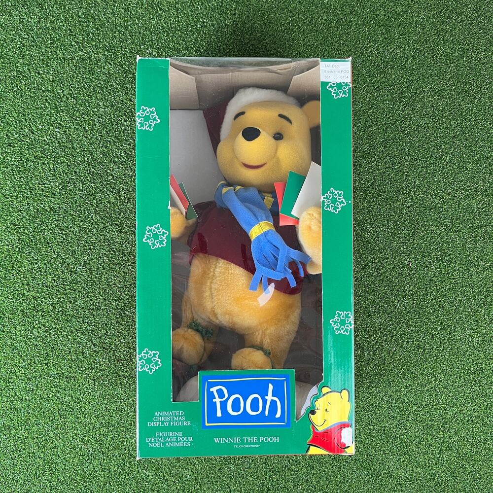 Vintage Telco Winnie the Pooh Animated Christmas Motionette Figure Boxed 1990s